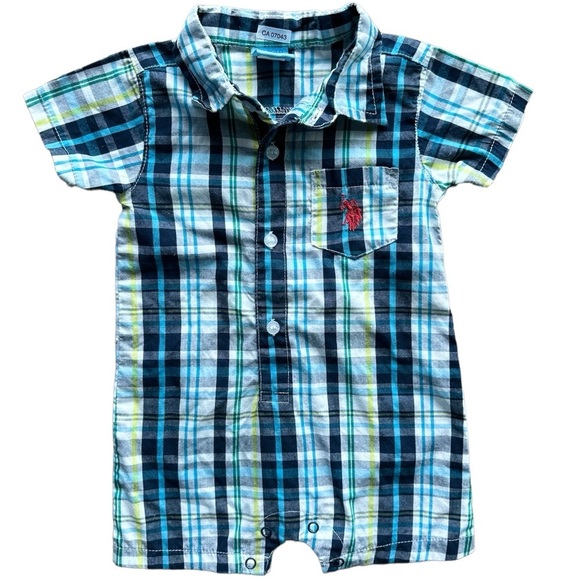 U.S. Polo  Assn 6-9 Month Boys Snap Romper Jumpsuit - Picture 1 of 4